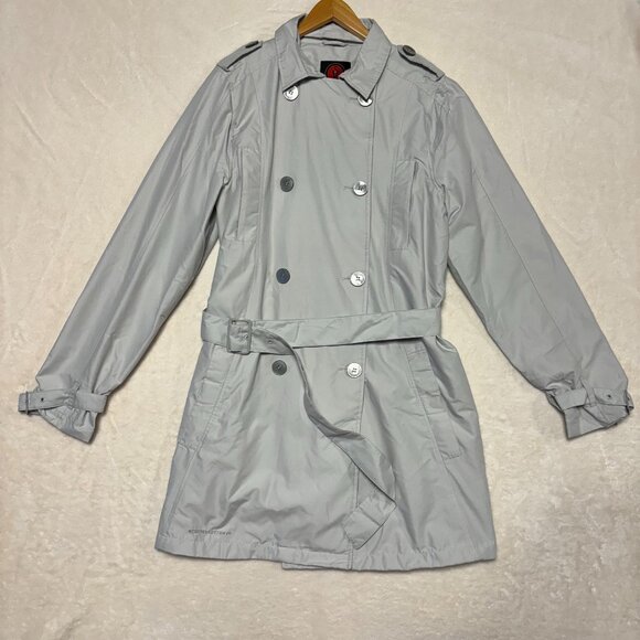 Scottevest Jackets & Blazers - SCOTTeVEST Tec SeV Women Large Travel Trench Coat Double Breasted Belt Grey EUC
